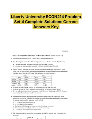 Liberty University ECON214 Problem Set 4 Complete Solutions Correct Answers Key
