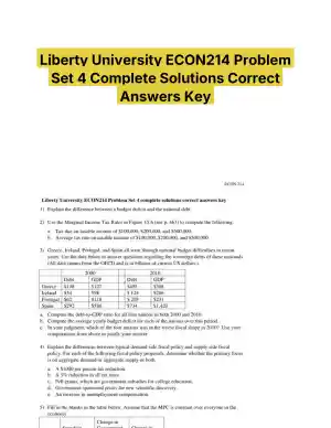 Liberty University ECON214 Problem Set 4 Complete Solutions Correct Answers Key