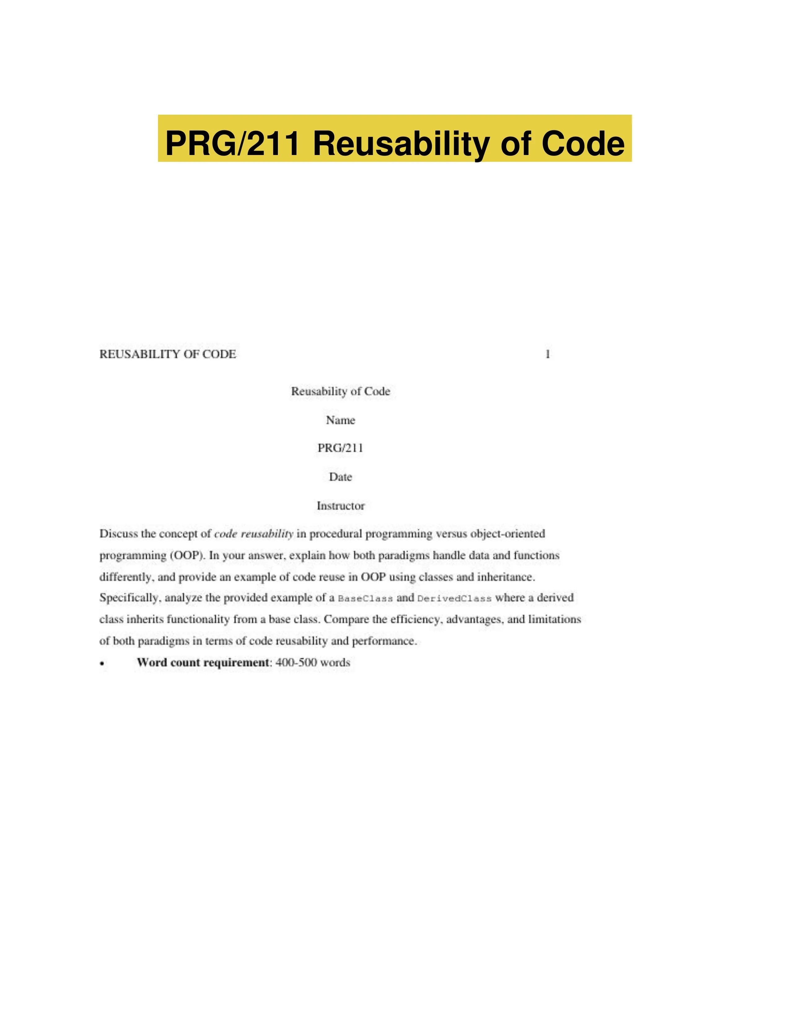 PRG/211 Reusability of Code