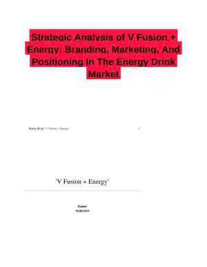 Strategic Analysis of V Fusion + Energy: Branding, Marketing, And Positioning In The Energy Drink Market