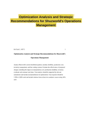 Optimization Analysis and Strategic Recommendations for Shuzworld's Operations Management