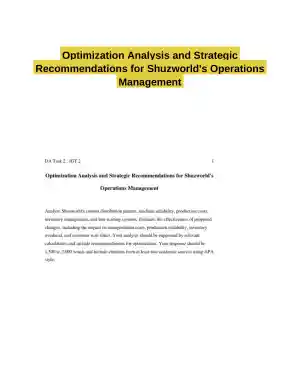 Optimization Analysis and Strategic Recommendations for Shuzworld's Operations Management