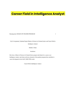 Career Field in Intelligence Analyst