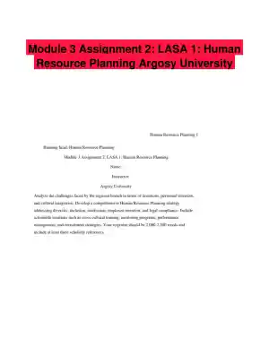 Module 3 Assignment 2: LASA 1: Human Resource Planning Argosy University