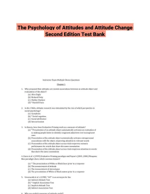 The Psychology of Attitudes and Attitude Change Second Edition Test Bank