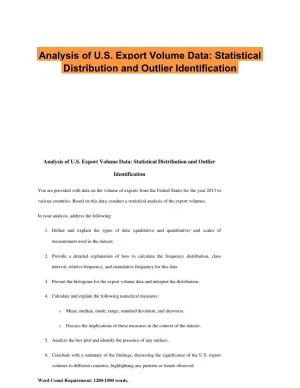 Analysis of U.S. Export Volume Data: Statistical Distribution and Outlier Identification