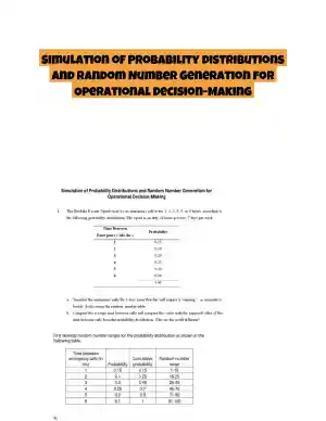Simulation of Probability Distributions and Random Number Generation for Operational Decision-Making