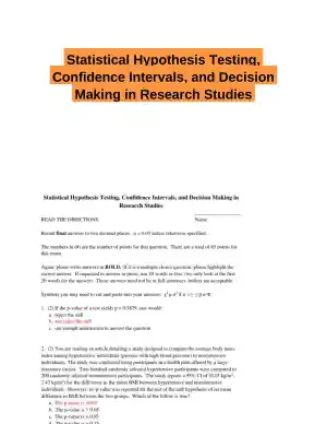 Statistical Hypothesis Testing, Confidence Intervals, and Decision Making in Research Studies