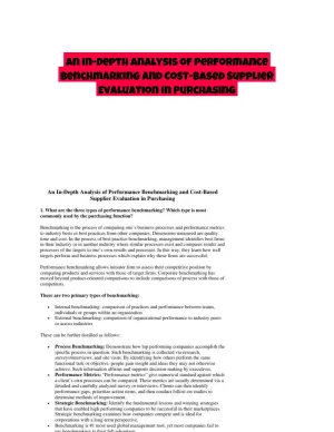 An In-Depth Analysis of Performance Benchmarking and Cost-Based Supplier Evaluation in Purchasing