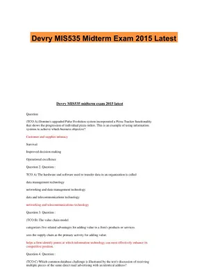 Devry MIS535 Midterm Exam 2015 Latest