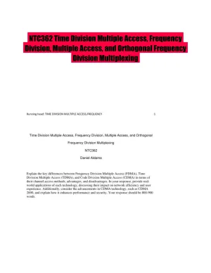 NTC362 Time Division Multiple Access, Frequency Division, Multiple Access, and Orthogonal Frequency Division Multiplexing