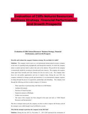 Evaluation of Cliffs Natural Resources' Business Strategy, Financial Performance, and Growth Prospects