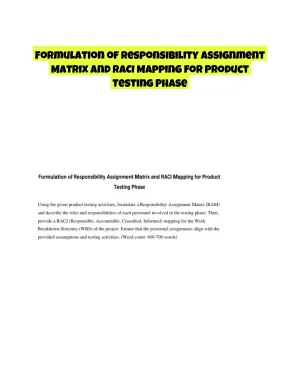 Formulation of Responsibility Assignment Matrix and RACI Mapping for Product Testing Phase