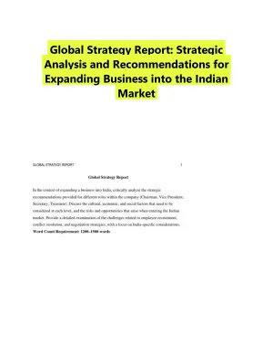 Global Strategy Report: Strategic Analysis and Recommendations for Expanding Business into the Indian Market
