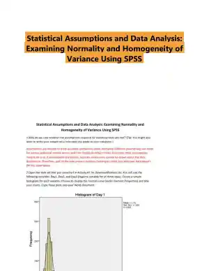 Statistical Assumptions and Data Analysis: Examining Normality and Homogeneity of Variance Using SPSS