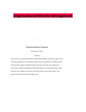 Organizational Behavior Management
