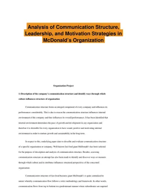 Analysis of Communication Structure, Leadership, and Motivation Strategies in McDonald�s Organization