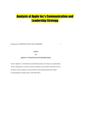 Analysis of Apple Inc�s Communication and Leadership Strategy