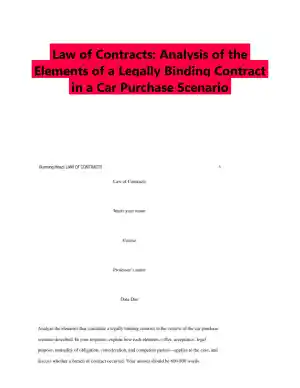 Law of Contracts: Analysis of the Elements of a Legally Binding Contract in a Car Purchase Scenario