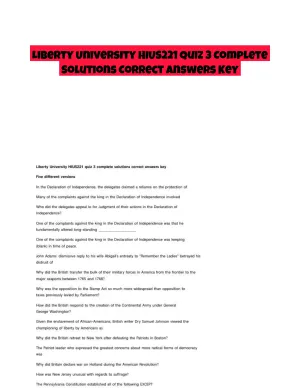 Liberty University HIUS221 Quiz 3 Complete Solutions Correct Answers Key