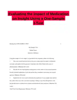 Evaluating the Impact of Medication on Insight Using a One-Sample t-Test