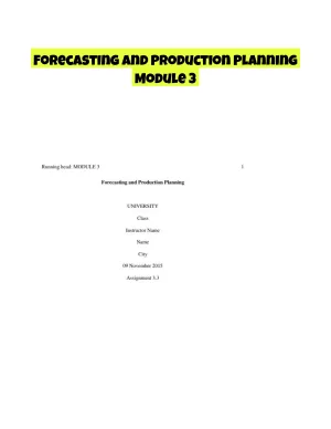 Forecasting and Production Planning Module 3
