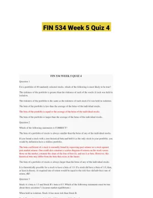 FIN 534 Week 5 Quiz 4