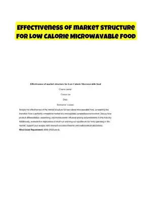 Effectiveness of market structure for Low Calorie Microwavable food