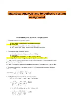 Statistical Analysis and Hypothesis Testing Assignment
