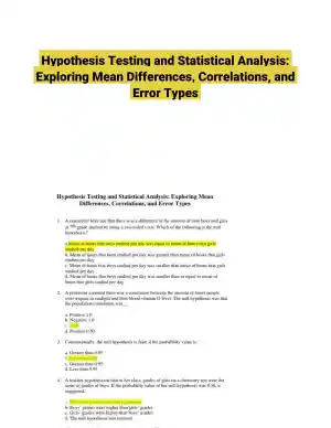 Hypothesis Testing and Statistical Analysis: Exploring Mean Differences, Correlations, and Error Types