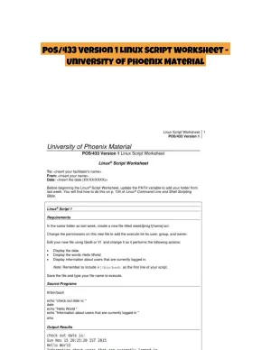 POS/433 Version 1 Linux Script Worksheet - University of Phoenix Material