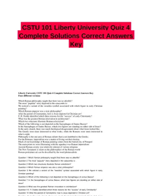 CSTU 101 Liberty University Quiz 4 Complete Solutions Correct Answers Key