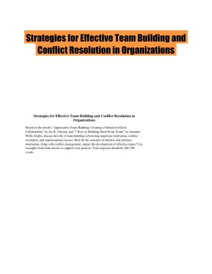 Strategies for Effective Team Building and Conflict Resolution in Organizations