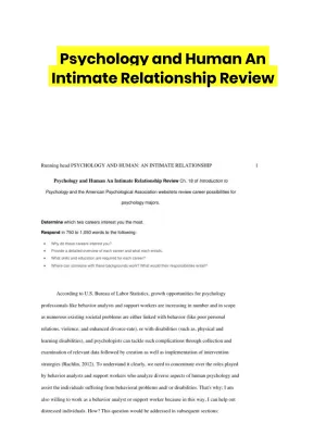 Psychology and Human An Intimate Relationship Review