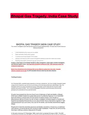 Bhopal Gas Tragedy, India Case Study