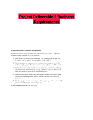 Project Deliverable 2 Business Requirements