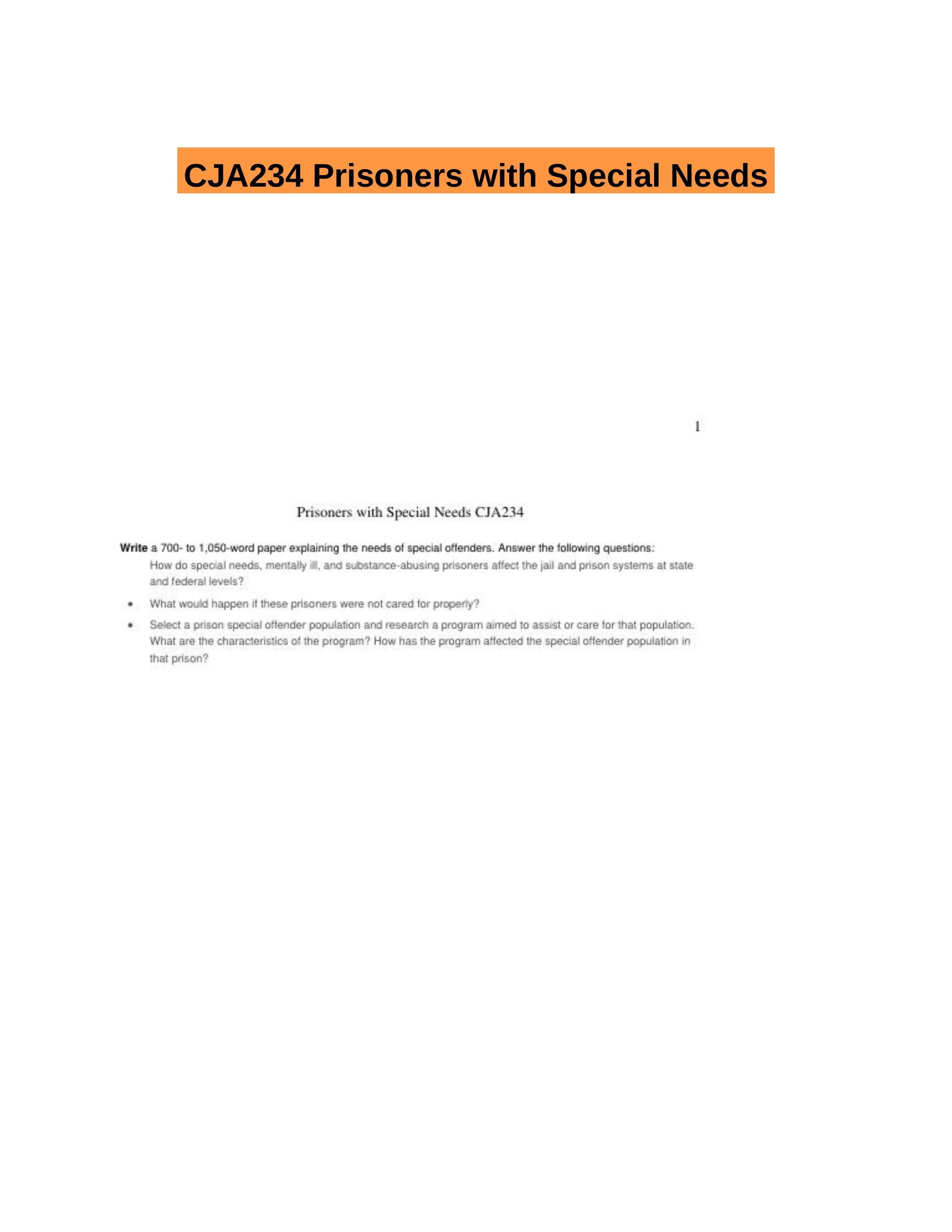 CJA234 Prisoners with Special Needs