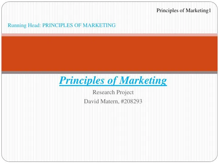 Principles Of Marketing Research Project