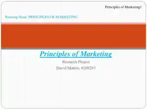 Principles Of Marketing Research Project