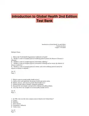 Introduction to Global Health 2nd Edition Test Bank