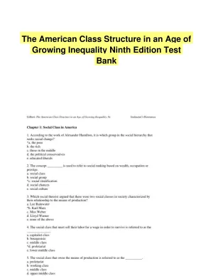 The American Class Structure in an Age of Growing Inequality Ninth Edition Test Bank