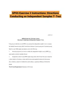 SPSS Exercise 2 Instructions: Directions Conducting an Independent Samples T-Test