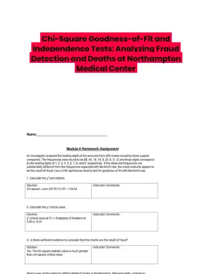 Chi-Square Goodness-of-Fit and Independence Tests: Analyzing Fraud Detection and Deaths at Northampton Medical Center