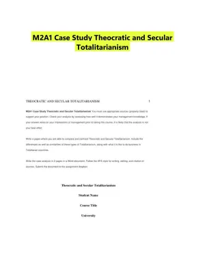 M2A1 Case Study Theocratic and Secular Totalitarianism