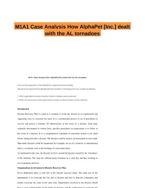 M1A1 Case Analysis How AlphaPet [Inc.] dealt with the AL tornadoes