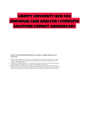 Liberty University BUSI 400 Individual Case Analysis 1 complete solutions correct answers key