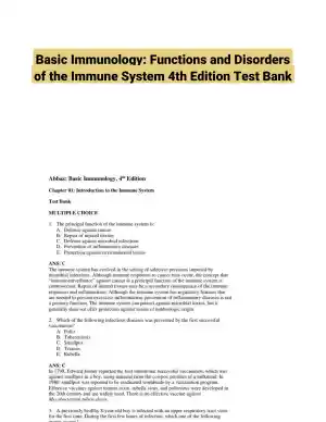 Basic Immunology: Functions and Disorders of the Immune System 4th Edition Test Bank