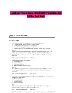 Legal and Ethical Issues for Health Professions 3rd Edition Test Bank