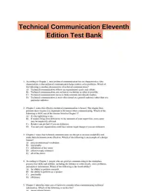 Technical Communication Eleventh Edition Test Bank