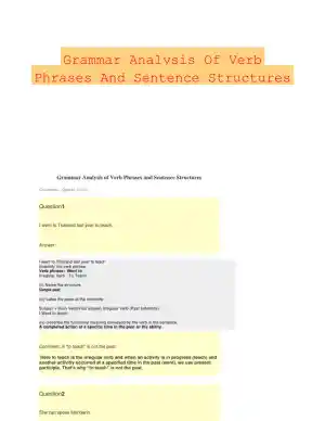 Grammar Analysis Of Verb Phrases And Sentence Structures